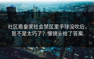 社区盾皇家社会禁区里手球没吹后，是不是太巧了？慢镜头给了答案