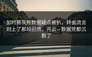 加时赛灰熊数据疑点被扒，转会流言对上了那段回放，开云—数据党都沉默了