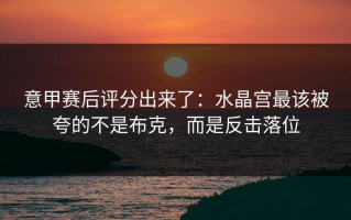意甲赛后评分出来了：水晶宫最该被夸的不是布克，而是反击落位