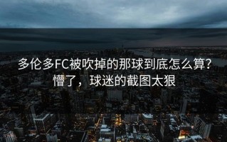 多伦多FC被吹掉的那球到底怎么算？懵了，球迷的截图太狠