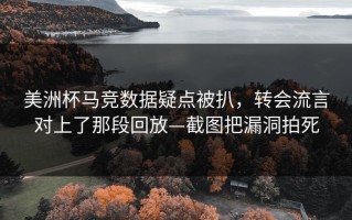 美洲杯马竞数据疑点被扒，转会流言对上了那段回放—截图把漏洞拍死