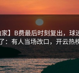 【独家】B费最后时刻复出，球迷都懂了：有人当场改口，开云热榜