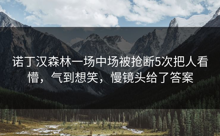 诺丁汉森林一场中场被抢断5次把人看懵，气到想笑，慢镜头给了答案-第1张图片-开云体育官网正版 - 安全综合平台