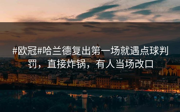 #欧冠#哈兰德复出第一场就遇点球判罚，直接炸锅，有人当场改口-第1张图片-开云体育官网正版 - 安全综合平台